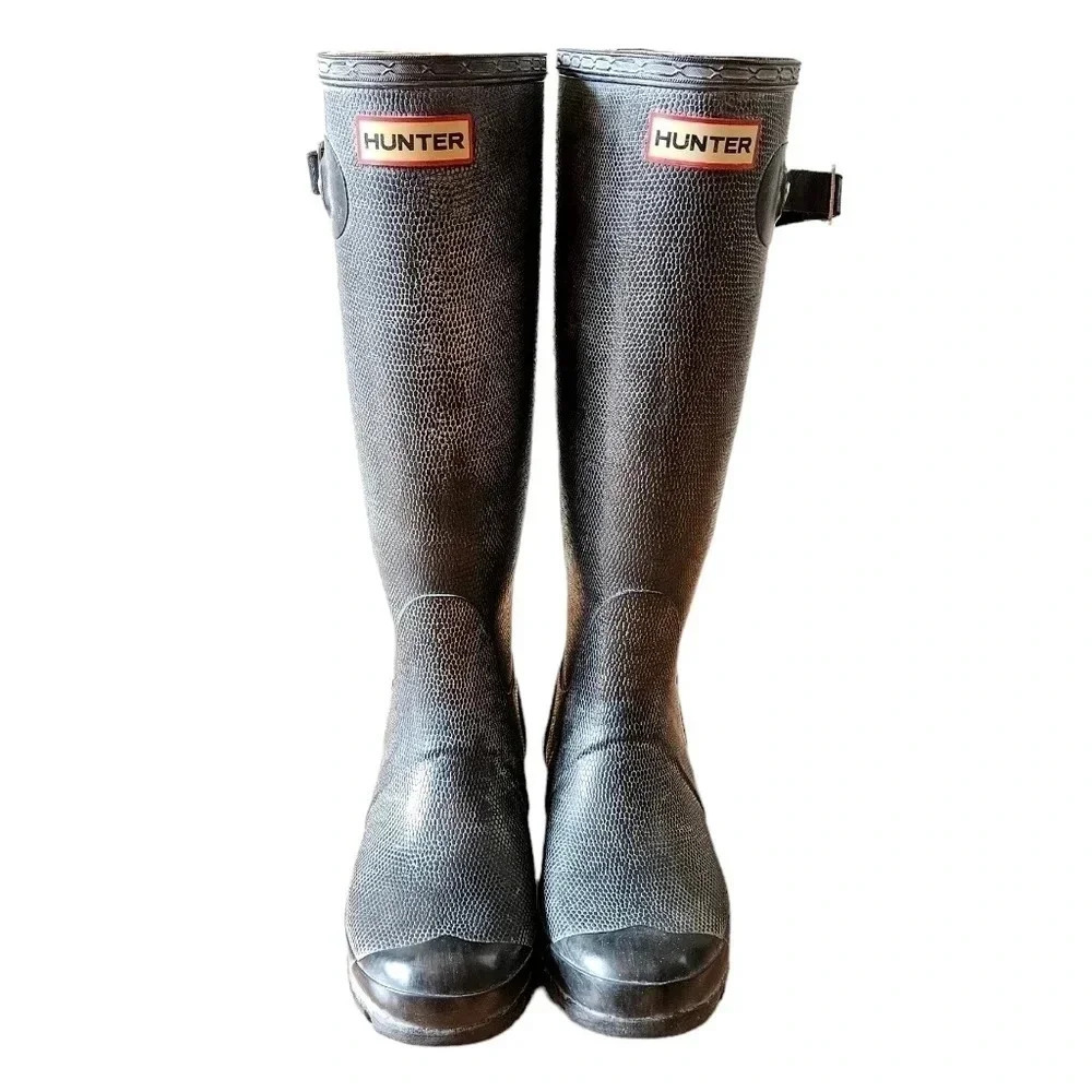 Hunter Waterproof Tall Black Boots Size US 6.